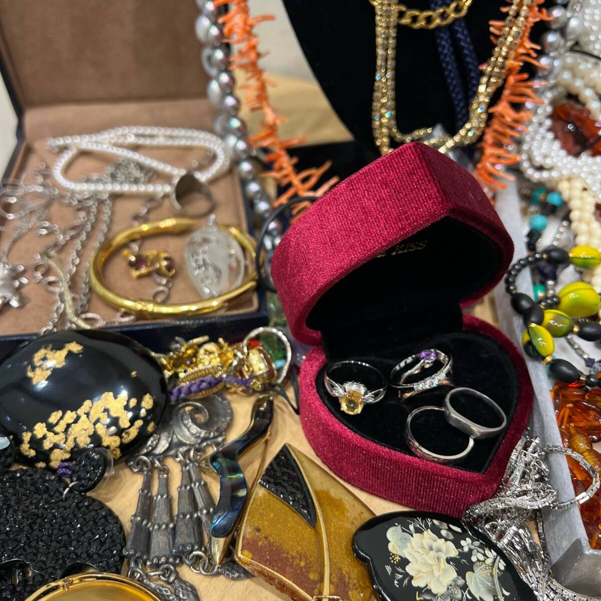 アクセサリー 大量 セット ネックレス イヤリング ブローチ ピアス 天然石 珊瑚 シルバー など_7