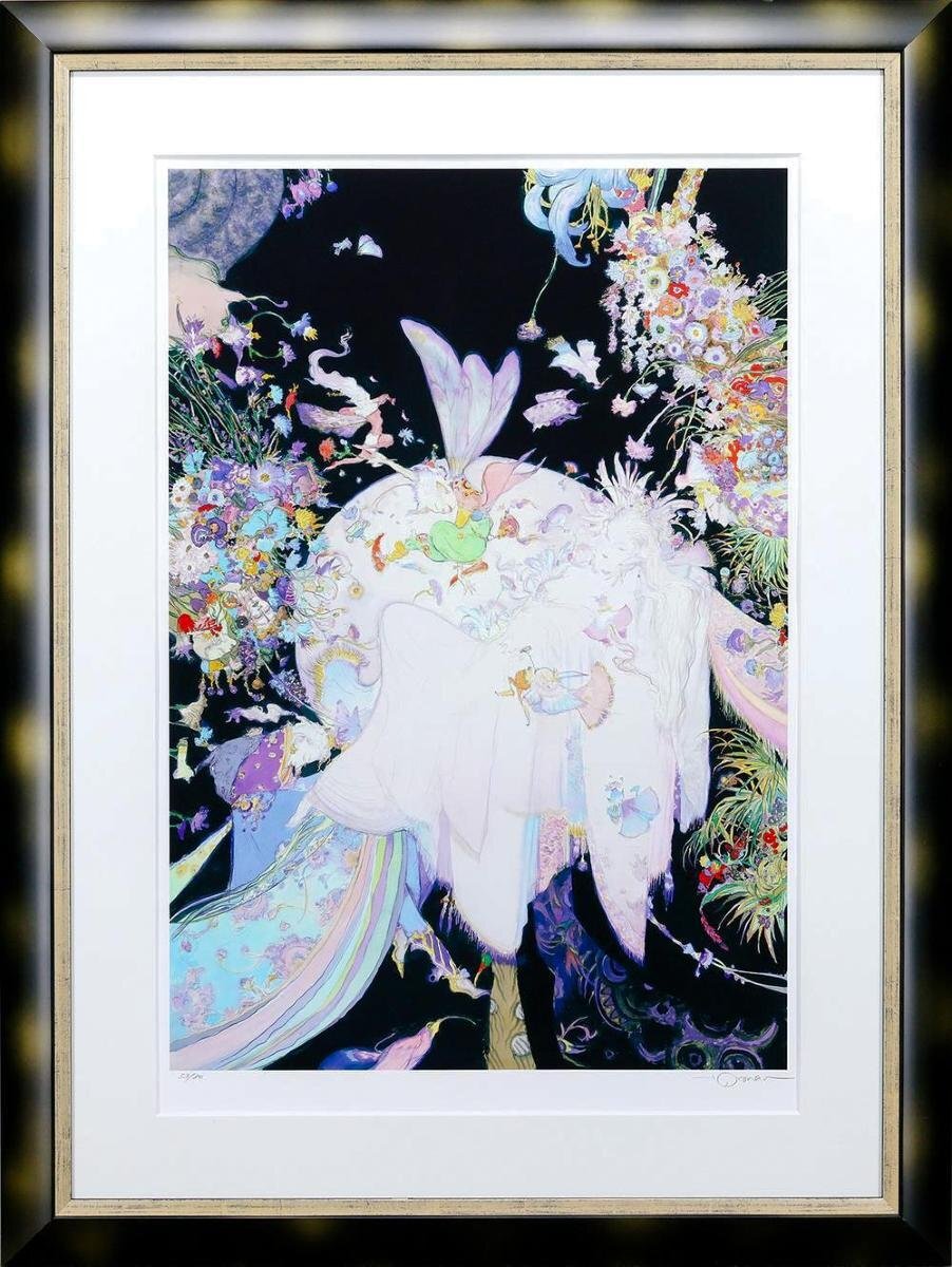 真作】【WISH】天野喜孝「ティターニア」リトグラフ 15号大 大作 直筆