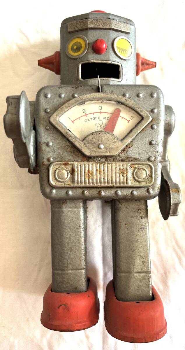 ブリキ　ゼンマイで動くロボット　　動作確認済　レトロ　ビンテージ　玩具　二足歩行　おもちゃ　アンティーク_1