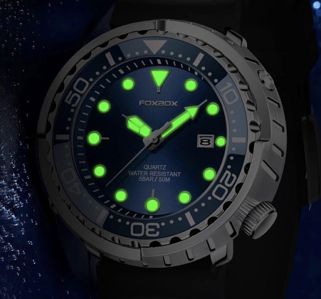 ◆国内翌日発送◆ダイバーズウォッチ◆クォーツ◆LIGE◆FOXBOX◆ツナ缶◆_8