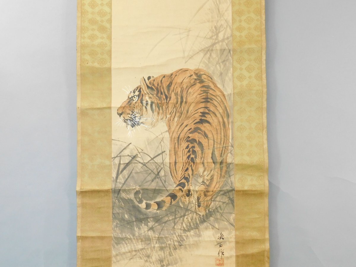 模写】三尾呉石 虎之図 日本画 紙本 軸装 掛軸 師 大橋翠石 日本美術
