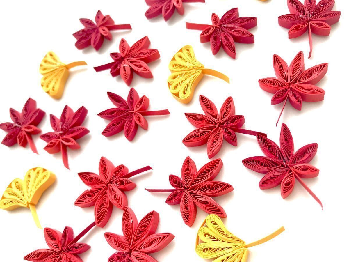 【紅葉と銀杏】 秋 パーツ 花 ペーパークイリング ペーパーフラワー ボタニカル ハンドメイド クイリング_1