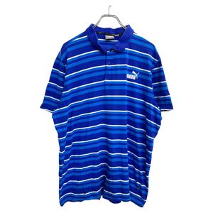 PUMA 半袖ポロシャツ XXLサイズ プーマ ボーダー ブルー 古着卸 アメリカ仕入 t2410-3104