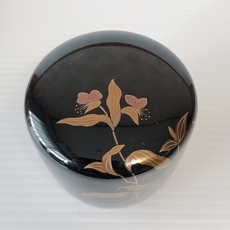 中棗 池端治峰 露草蒔絵 茶道具 治峰 棗 なつめ 茶器 蒔絵 金彩 共箱