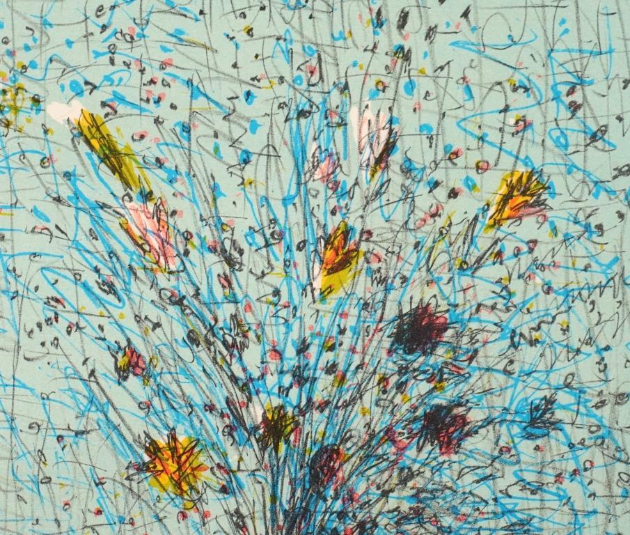 小野州一『花瓶の花』◇リトグラフ◇直筆サイン有◇実力作家！北海道立