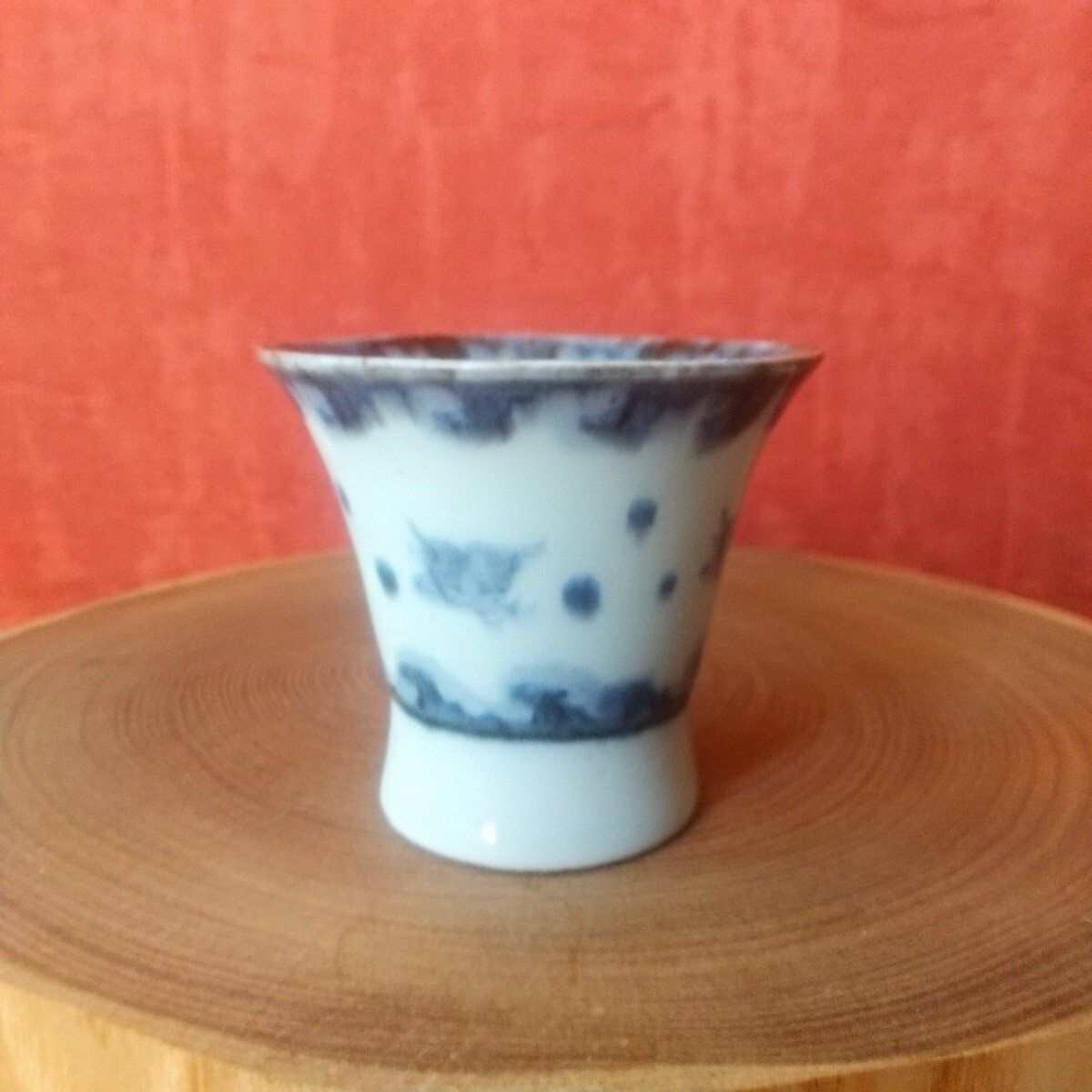 古伊万里藤色絵皿江戸時代染付江戸骨董金直し金継ぎアンティーク