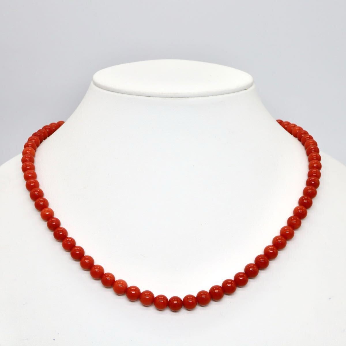 良品!!《K18 天然本珊瑚ネックレス》O 29.5g 約46.5cm 約6.7mm コーラル さんご サンゴ ジュエリー coral necklace jewelry DB0/DG0_2