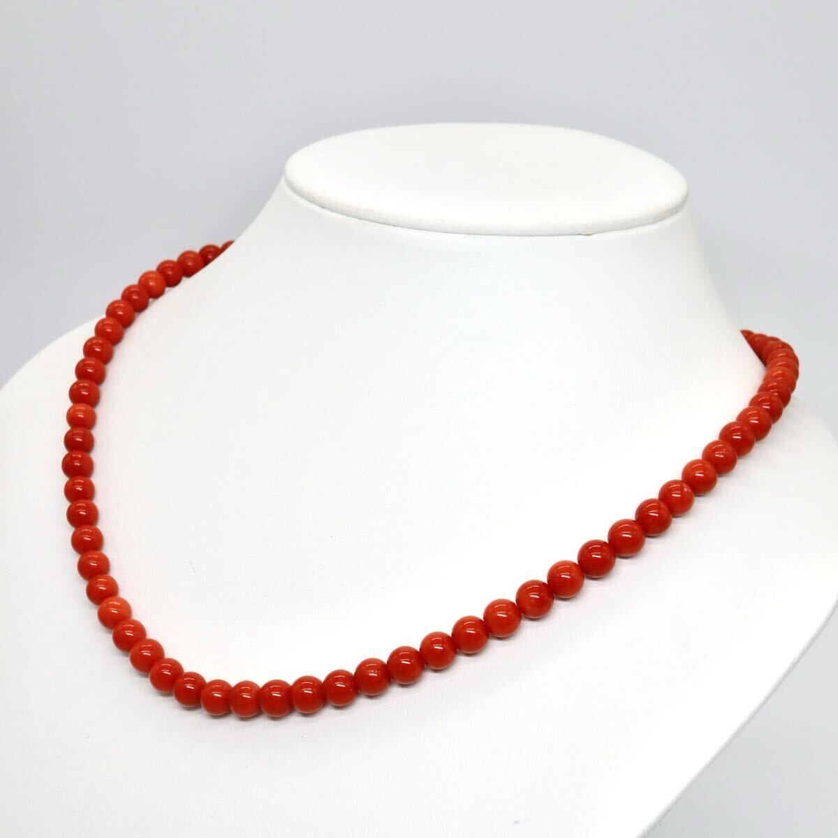 良品!!《K18 天然本珊瑚ネックレス》O 29.5g 約46.5cm 約6.7mm コーラル さんご サンゴ ジュエリー coral necklace jewelry DB0/DG0_3
