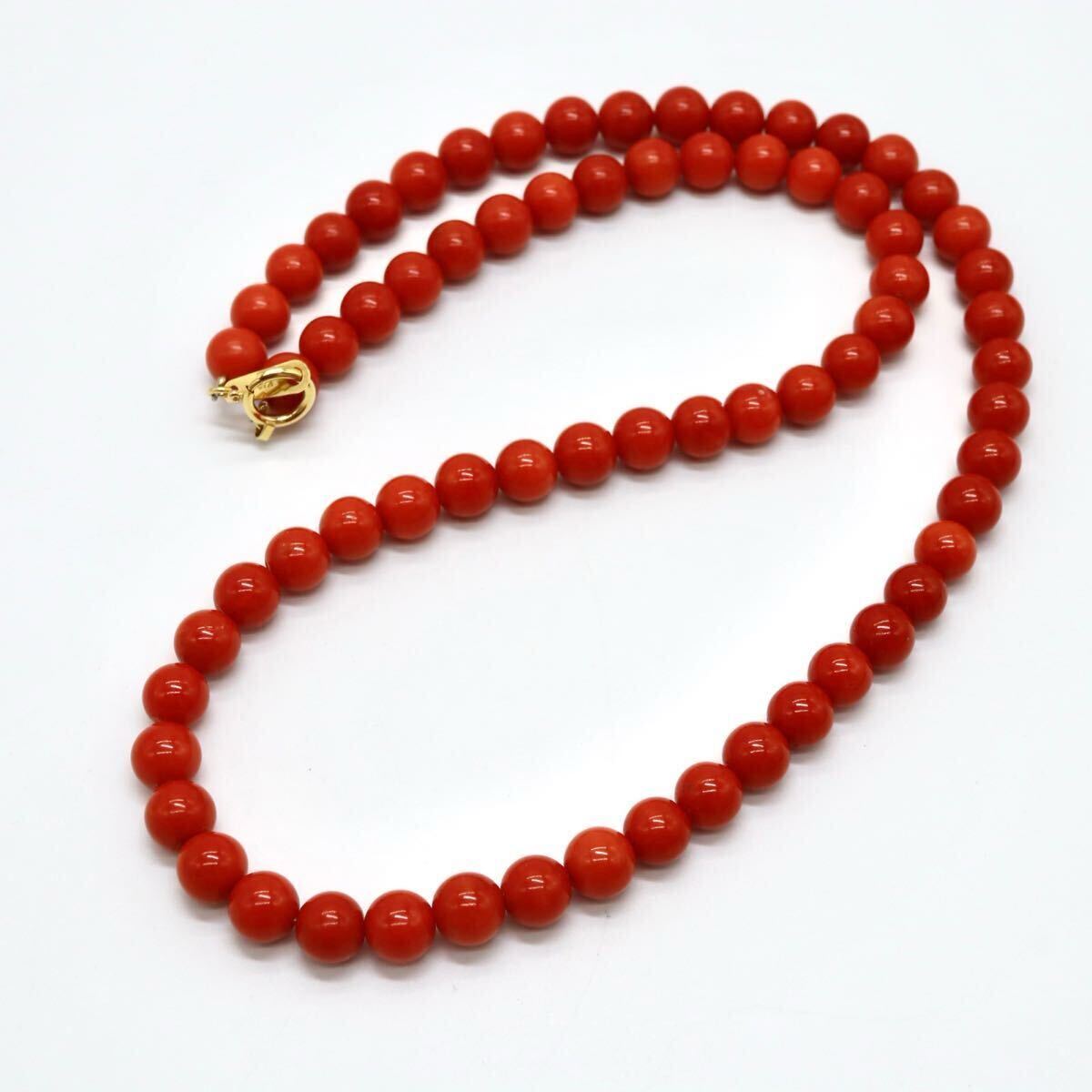 良品!!《K18 天然本珊瑚ネックレス》O 29.5g 約46.5cm 約6.7mm コーラル さんご サンゴ ジュエリー coral necklace jewelry DB0/DG0_4