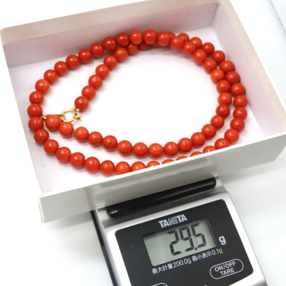 良品!!《K18 天然本珊瑚ネックレス》O 29.5g 約46.5cm 約6.7mm コーラル さんご サンゴ ジュエリー coral necklace jewelry DB0/DG0_6
