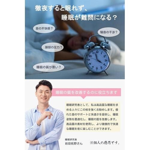 品質保証，大得価 枕カバー付き安眠枕 快眠 (マリンブルー)