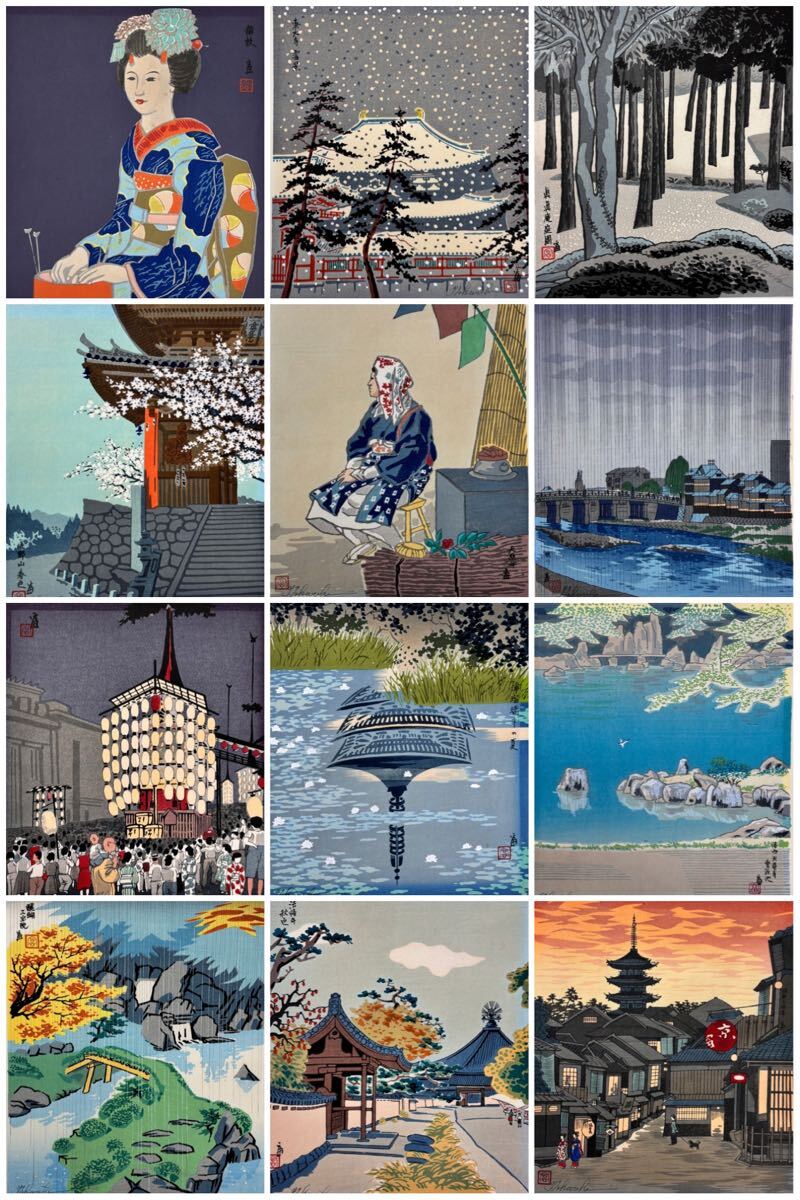 木版画家 徳力富吉郎 古都余情 木版画集 106/195 木版画 徳力富吉郎 「古都余情」 全12作品 限定木版画多色摺り 82/195