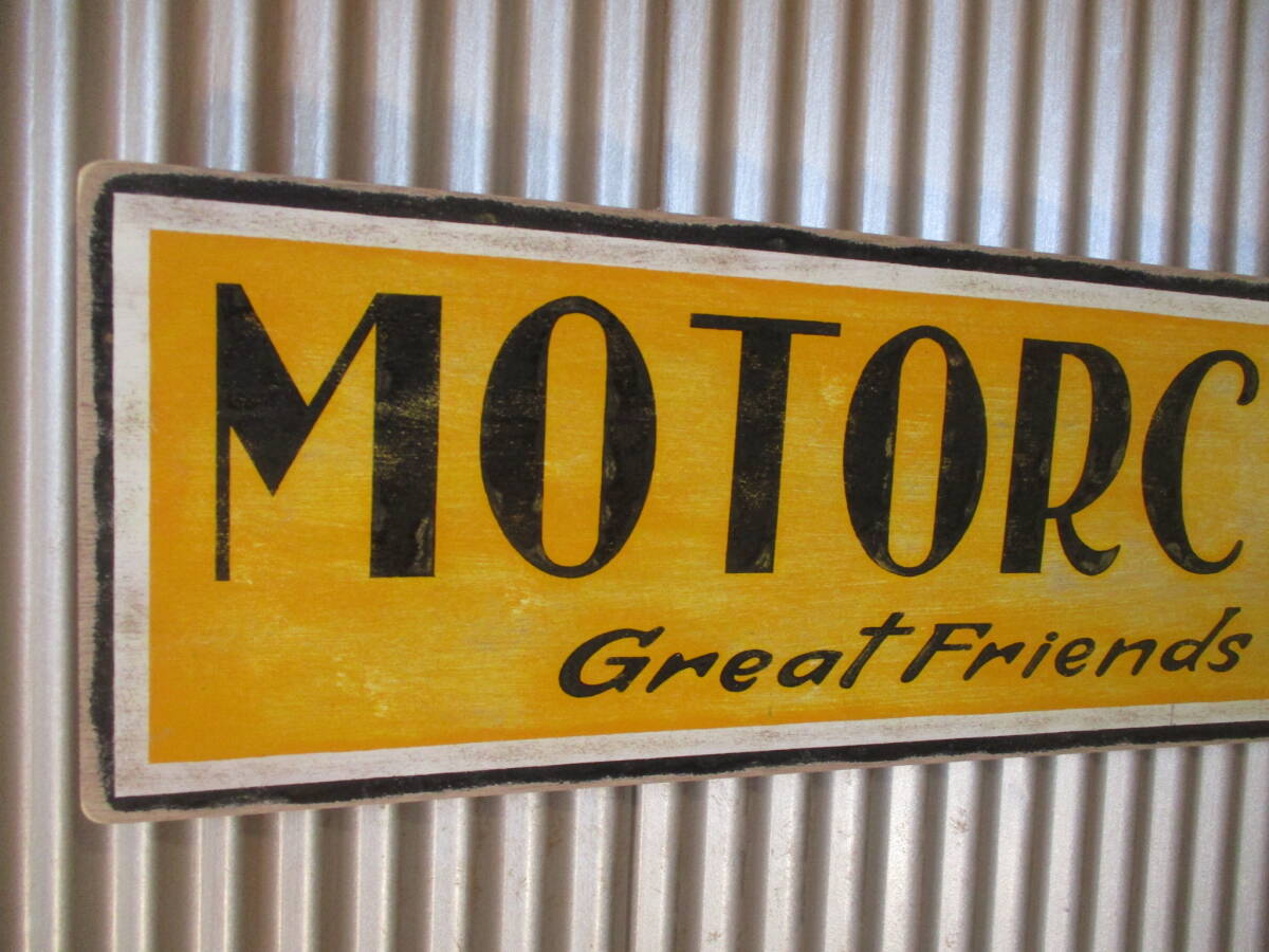 木製看板　ハンドメイド　ハーレー　モーターサイクル ビンテージサイン木製看板 MOTORCYCLE CAFE検）モーターサイクルカフェ