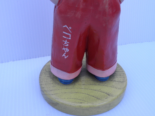 84 不二家 ペコちゃん 首振り セルロイド 人形 黄色 木製台 / 昭和レトロ 企業物 当時物 _4