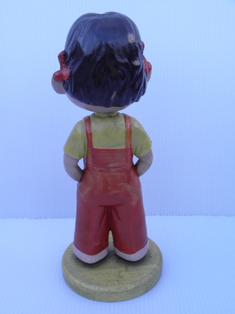 84 不二家 ペコちゃん 首振り セルロイド 人形 黄色 木製台 / 昭和レトロ 企業物 当時物 _7