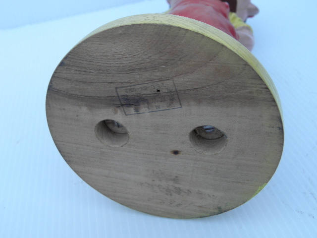 84 不二家 ペコちゃん 首振り セルロイド 人形 黄色 木製台 / 昭和レトロ 企業物 当時物 _9