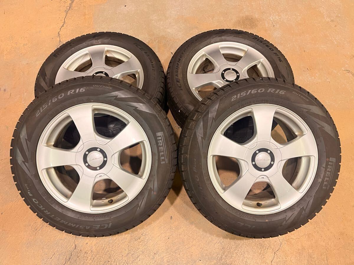 ピレリ アイスアシンメトリコプラス ホイールセット 215/60R16 16インチ7J ＋48 pcd100/114.3 マルチホール クラウン マークX フォレスター_1