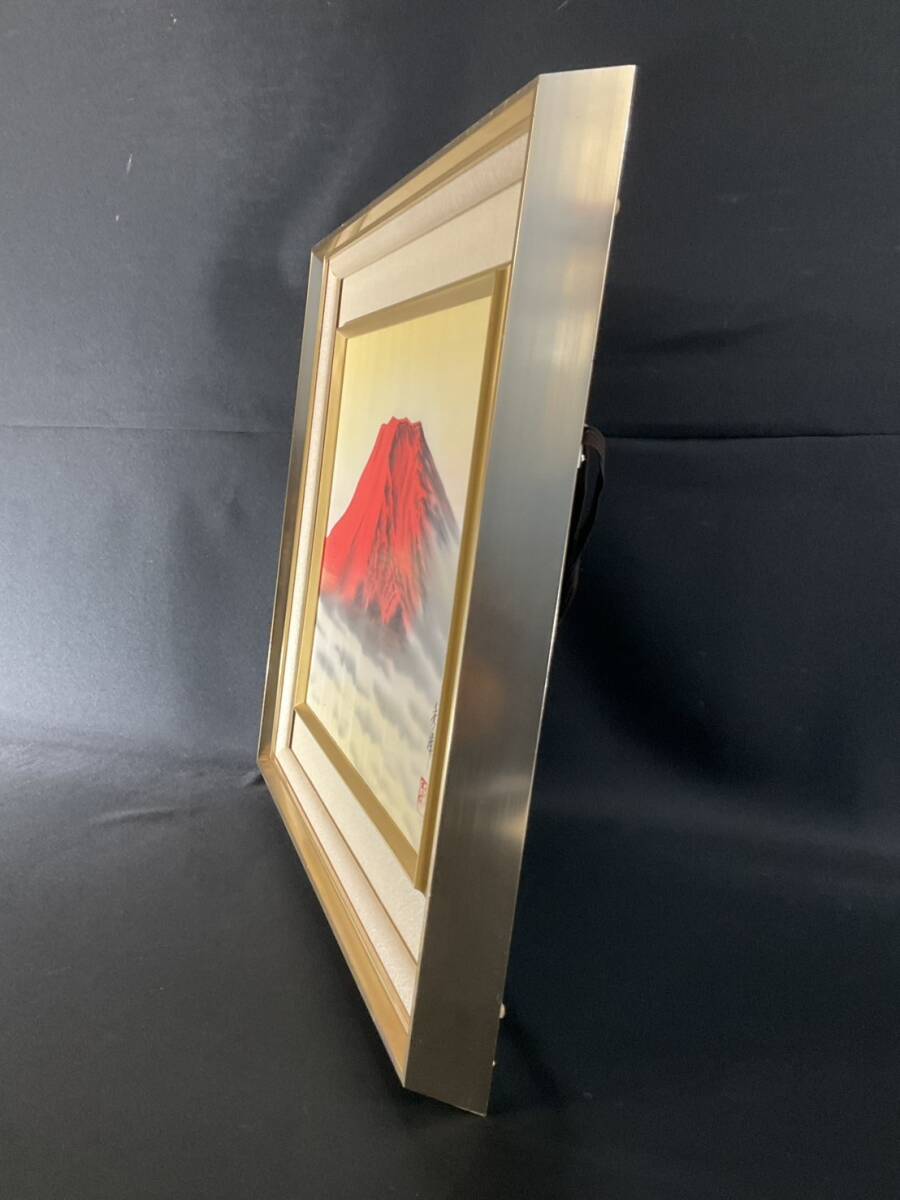 真作□日本画□中島秀峰□『赤富士』□実力作家□美しい逸品□額付絵画