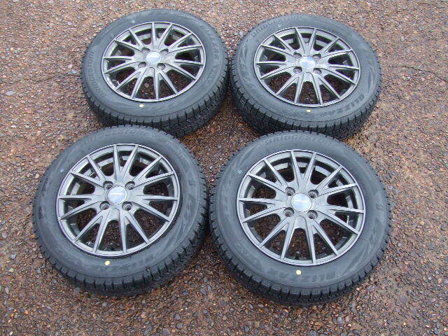 ★1円～売り切り！新品　2024年製造　ブリヂストン ブリザックVRX2　155/65R14　Wedsアルミ(中古美品)セット　PCD 100　4穴 インセット 45_1