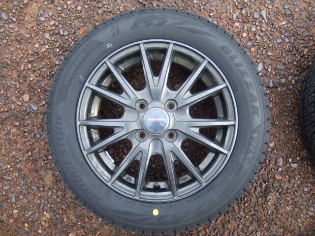★1円～売り切り！新品　2024年製造　ブリヂストン ブリザックVRX2　155/65R14　Wedsアルミ(中古美品)セット　PCD 100　4穴 インセット 45_2