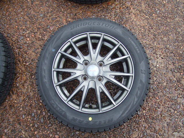 ★1円～売り切り！新品　2024年製造　ブリヂストン ブリザックVRX2　155/65R14　Wedsアルミ(中古美品)セット　PCD 100　4穴 インセット 45_5