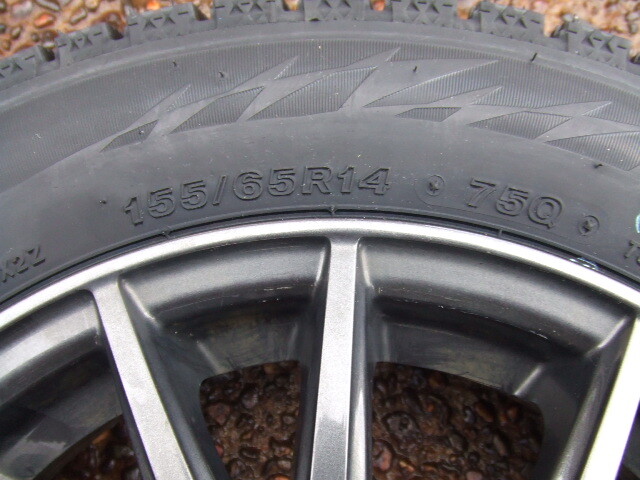 ★1円～売り切り！新品　2024年製造　ブリヂストン ブリザックVRX2　155/65R14　Wedsアルミ(中古美品)セット　PCD 100　4穴 インセット 45_9