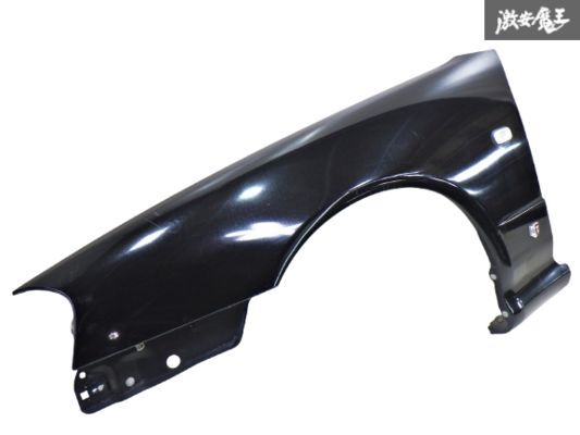 【爪折り加工無し】日産純正 ER34 スカイライン 25GTターボ 前期 2ドア クーペ フロントフェンダー 左 左側 助手席 ブラック 棚 スカイライン ER34 ターボ &frasl; 純正５速 4ドア