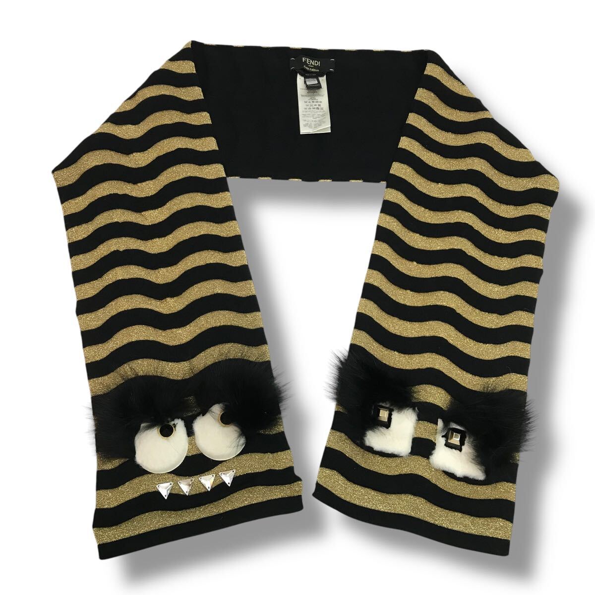 188 美品 FENDI 2016 フェンディ モンスター ニット ロングマフラー