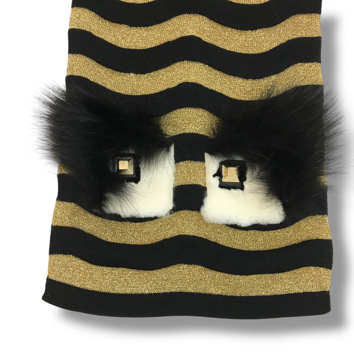 188 美品 FENDI 2016 フェンディ モンスター ニット ロングマフラー