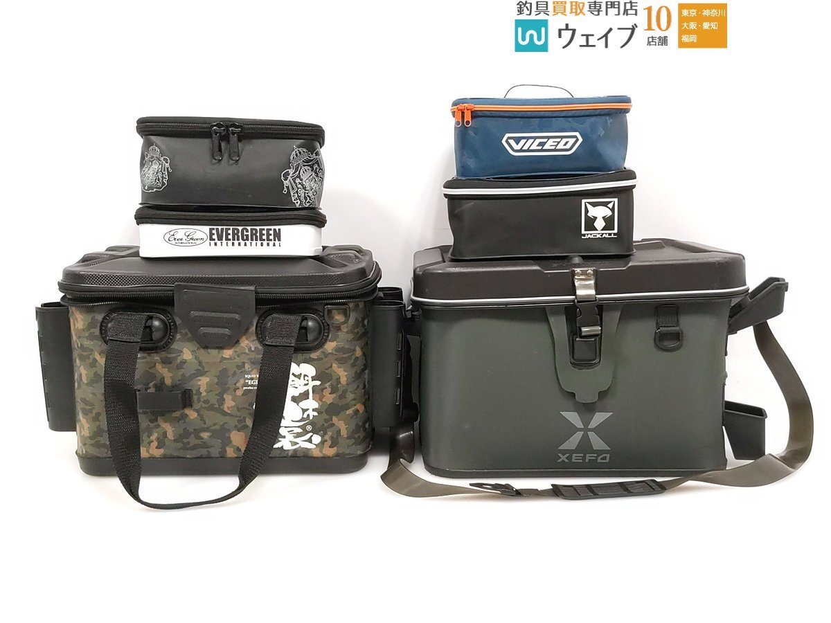 シマノ ゼフォー タックルバッグ BK-201Q・林釣漁具製作所 餌木猿 バッカン 等 計6点 中古