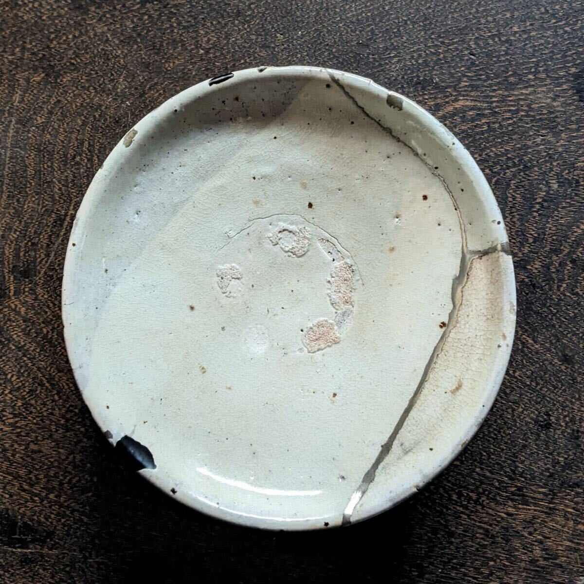 李朝 初期 堅手 盃 」 木箱付 ⁄ 朝鮮古美術 粉引 茶器 酒器 杯 煎茶