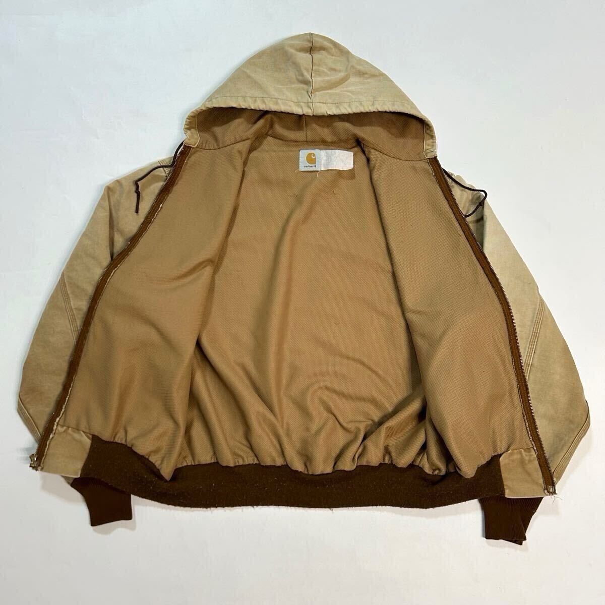 90s USA製 Carhartt アクティブジャケット ブラウン ダック フェード 