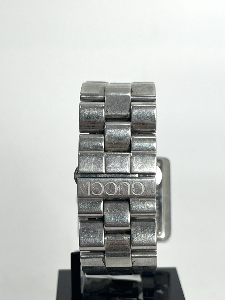 16392-03☆GUCCI/グッチ Gロゴ スクエア QZ クォーツ 3600M ブラック