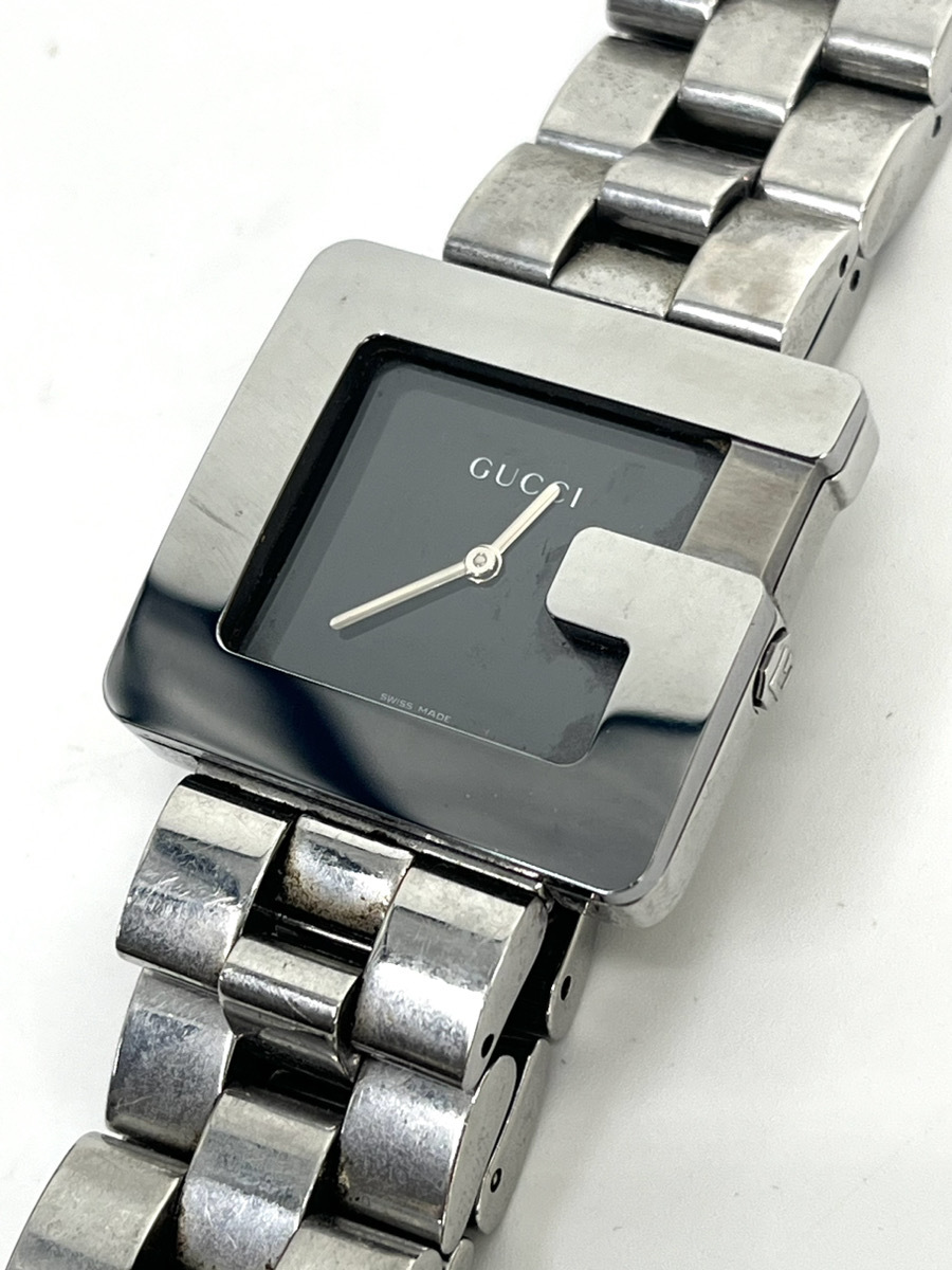 GUCCI スクエア クォーツ 腕時計 16392-03☆GUCCI/グッチ Gロゴ スクエア QZ クォーツ 3600M ブラック