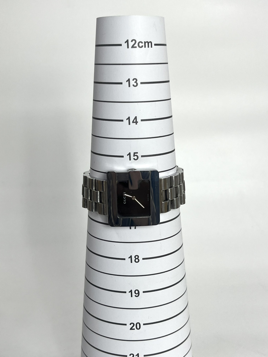 16392-03☆GUCCI/グッチ Gロゴ スクエア QZ クォーツ 3600M ブラック