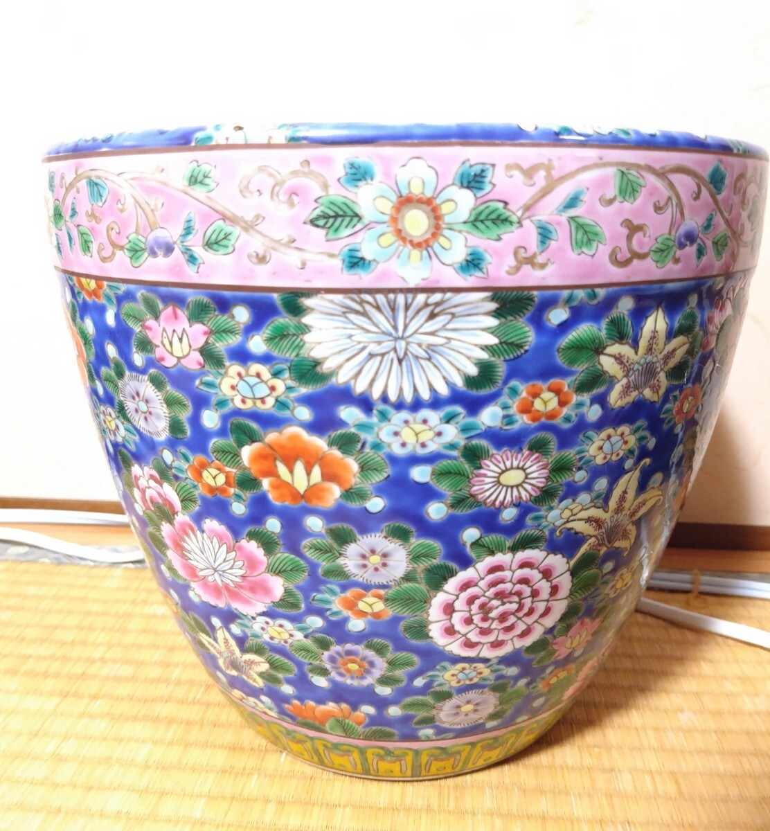 晩香窯 庄村 火鉢 手あぶり 鉢カバー レトロ 釉薬 色絵 時代 有田(色絵