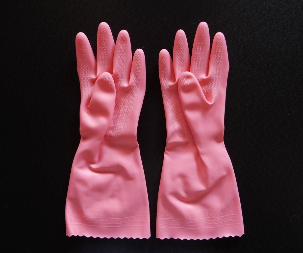 ★ショーワの手袋家庭用★ビニール手袋★Mサイズ★ビニ手/ゴム手袋/昭和レトロ/当時物/デッドストック/薔薇/凹凸/バラ柄_2