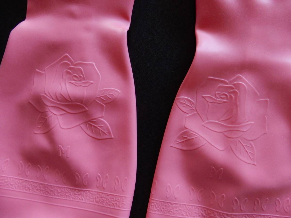 ★ショーワの手袋家庭用★ビニール手袋★Mサイズ★ビニ手/ゴム手袋/昭和レトロ/当時物/デッドストック/薔薇/凹凸/バラ柄_3