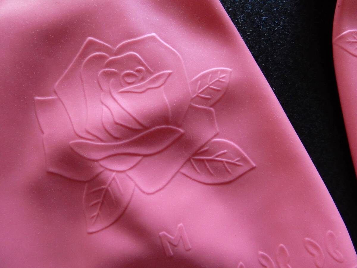 ★ショーワの手袋家庭用★ビニール手袋★Mサイズ★ビニ手/ゴム手袋/昭和レトロ/当時物/デッドストック/薔薇/凹凸/バラ柄_5