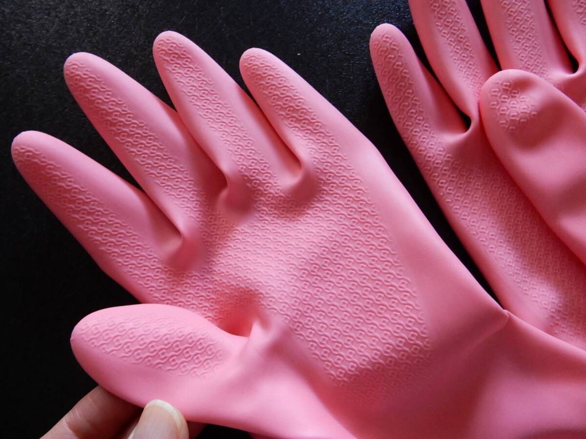 ★ショーワの手袋家庭用★ビニール手袋★Mサイズ★ビニ手/ゴム手袋/昭和レトロ/当時物/デッドストック/薔薇/凹凸/バラ柄_9