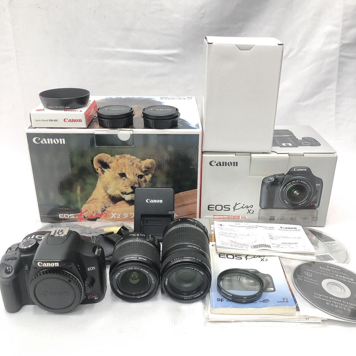 Canon EOS Kiss X2 本体 ダブルズーム単焦点カメラバッグセット 【公式