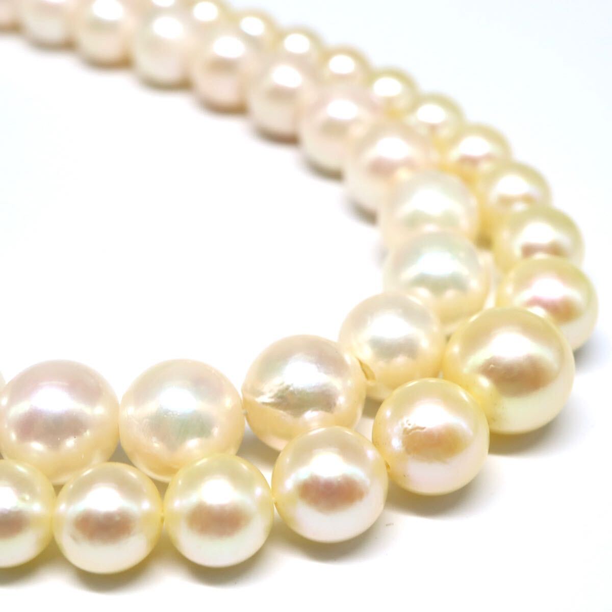 1円〜!!△アコヤ本真珠ネックレス2点おまとめ△F 約51.8g 約4.5-8.0mm 