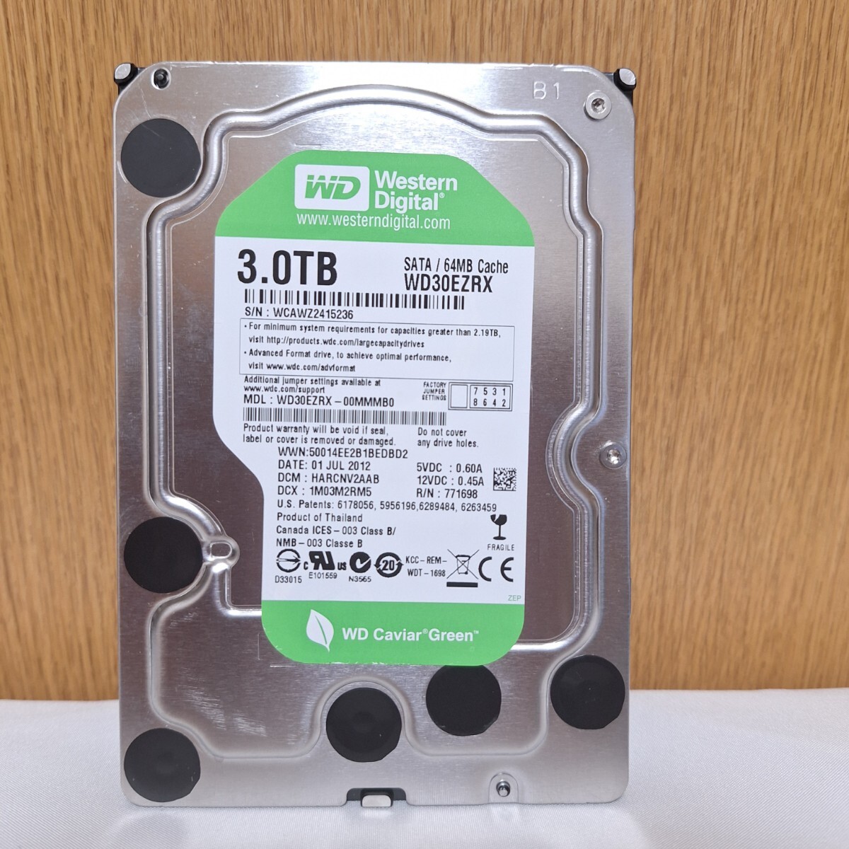 3.5インチ 3TB HDD. WD. 使用時間 3230h 健康状態　正常 Western Digital 3TB HDD 3.5インチ 使用時間224時間 CrystalDiskInfo