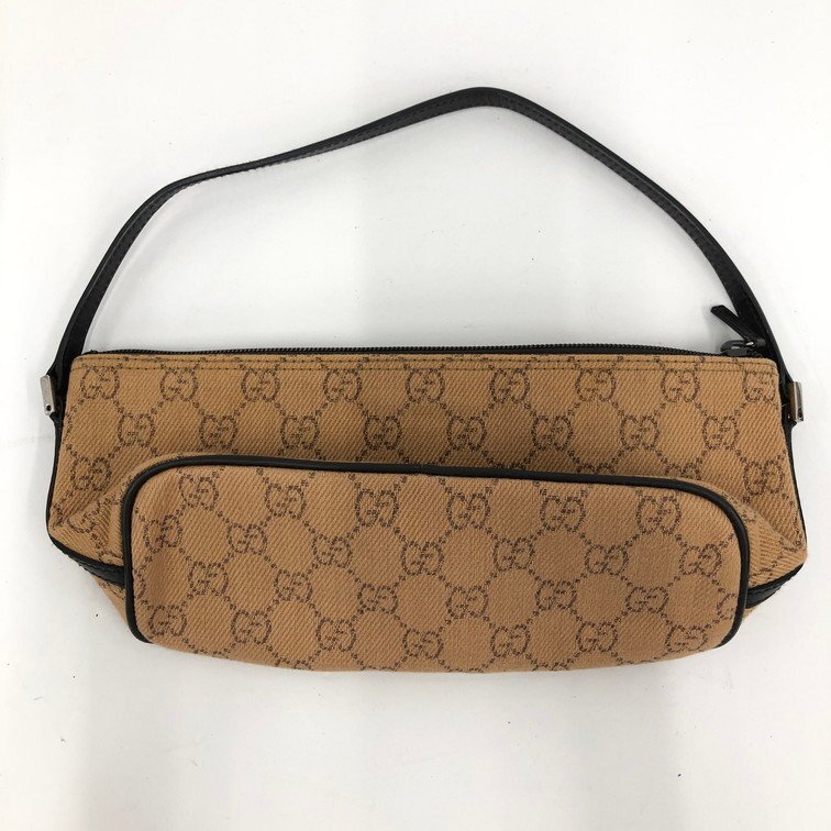 GUCCI アクセサリーポーチGGキャンバス ベージュ ブラック GUCCI GG