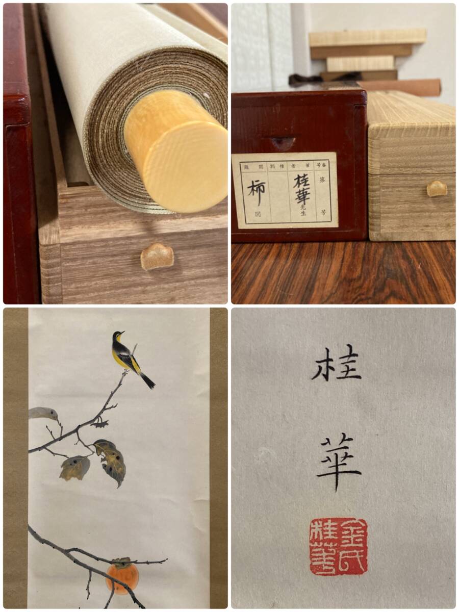 金島桂華真筆絹本 共箱（二重箱）Kanasyima Keika|サムライ 掛軸 by