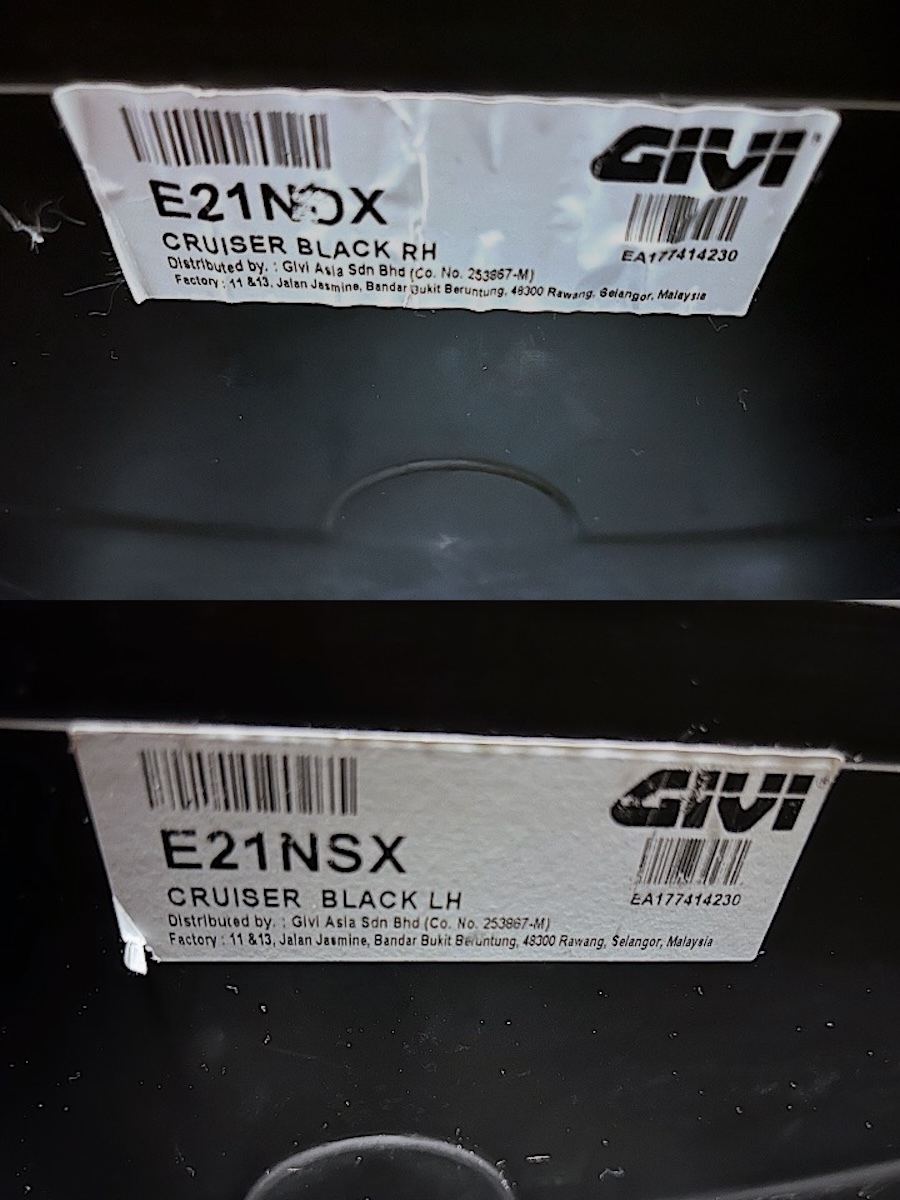 新作入荷,限定SALE 【取付部品を追加しあらためて出品】GIVI E21 サイドパニアケース + モトコSUZUKI GSR250用サイドマウント 両側2個セット 鍵4個付き 中古
