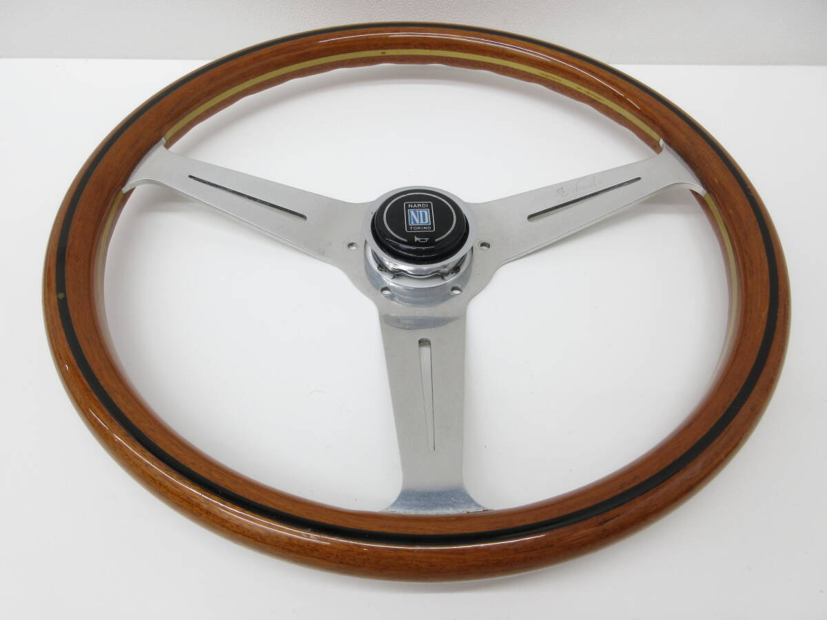 8146 カー用品祭 ナルディ ウッドステアリング ハンドル ND TORINO NARDI 3本スポーク 車 部品 自動車 自宅保管 現状品_1