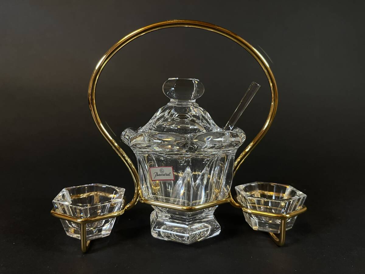 Baccarat バカラ 「ミズーリ」マスタードポット ジャムポット ソルト＆ペッパー 調味料入れ 3連セット 未使用品_2