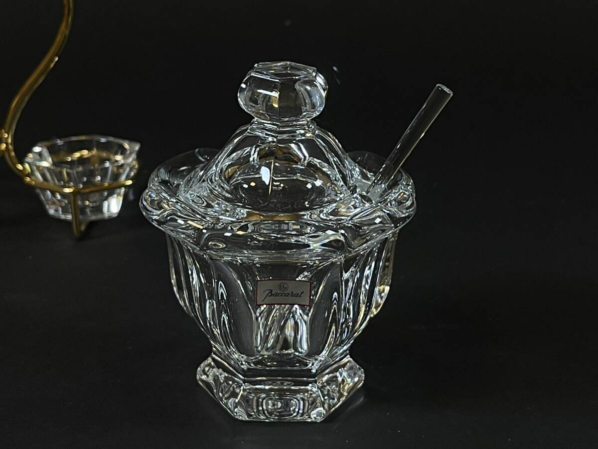 Baccarat バカラ 「ミズーリ」マスタードポット ジャムポット ソルト＆ペッパー 調味料入れ 3連セット 未使用品_4