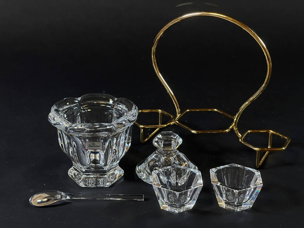 Baccarat バカラ 「ミズーリ」マスタードポット ジャムポット ソルト＆ペッパー 調味料入れ 3連セット 未使用品_7